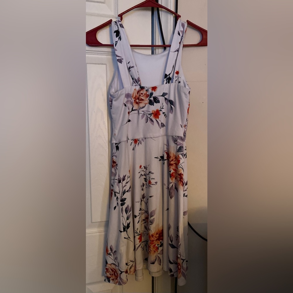 Unbranded White Floral A-Line Double-Strap Dress - Picture 4 of 4